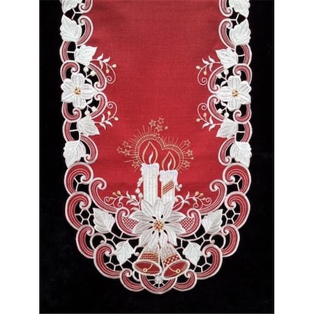 Sinobrite H8963-R1 Poinsettia & Candles Oval Runner; 16 X 36 In.